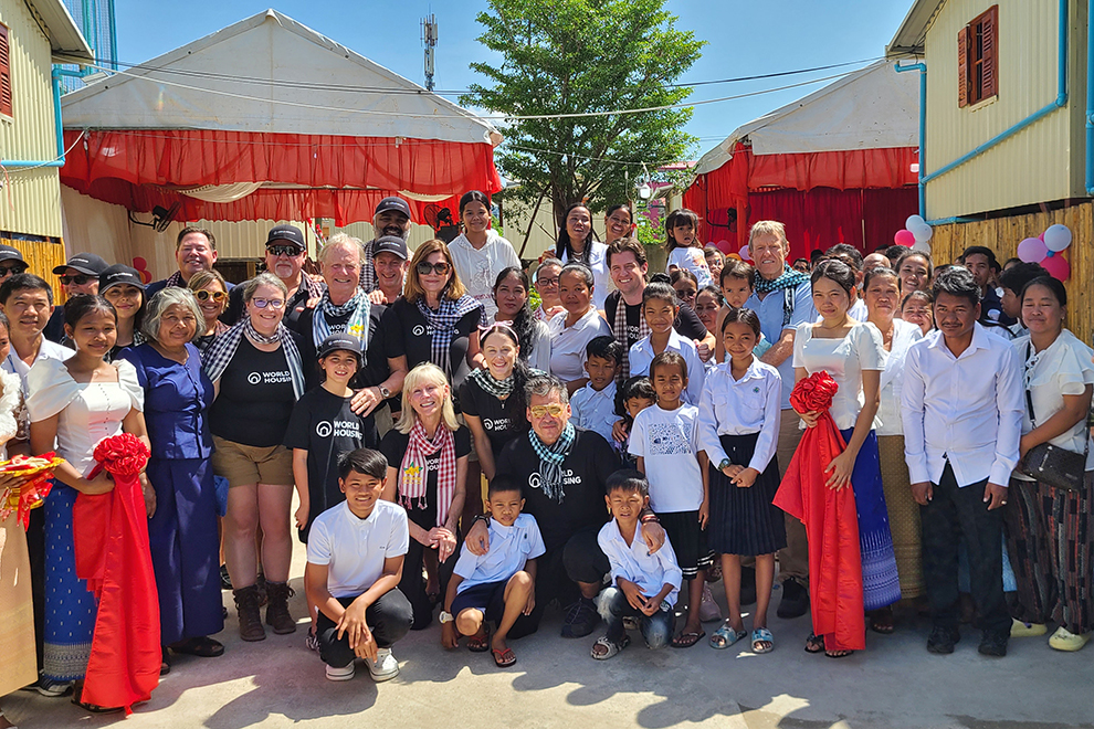 The Cambodian Children’s Fund (CCF) celebrate the opening of Lenkov village with donors from World Housing on November 1. Hong Raksmey