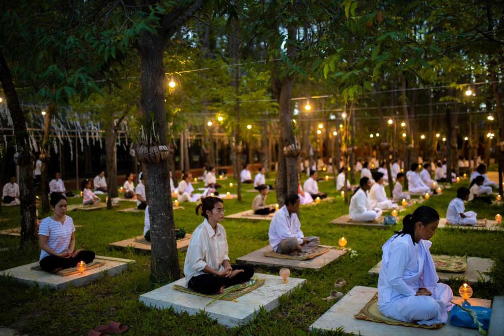 Buddhists meditate at Wat Soriyaram in Battambang province January. Cults and Religion Ministry