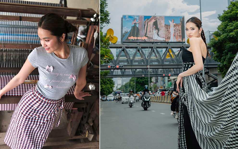 Her casual skirts are especially popular in the warmest months of the year, where the light but strong krama weave comes into its own. Mean Sonyta FB