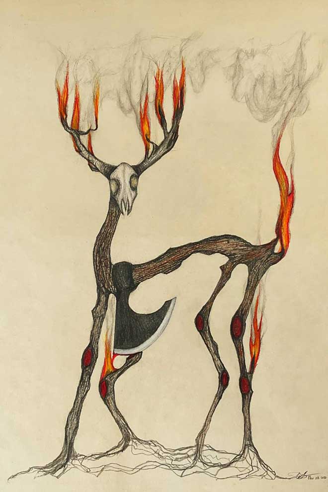 An illustration which shows the challenges wildlife face. DAHLIA PHIRUN