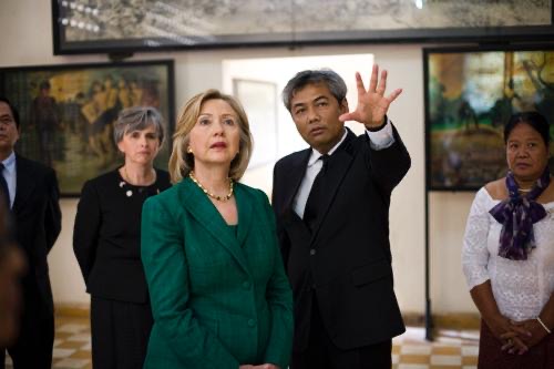 Five crucial things to consider as we recall the fall of Phnom Penh In 2010, then-US Secretary of State Hillary Clinton (left) was guided through the Toul Sleng Genocide Museum by Youk Chhang, Director of the Documentation Center of Cambodia. DC-Cam