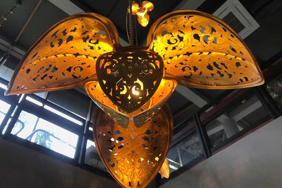 Khmer copper rumduol flower lamp made in Siem Reap. PHOTO SUPPLIED