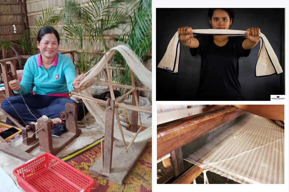 Phnom Krom villagers weave lotus fibres into high-end fashion