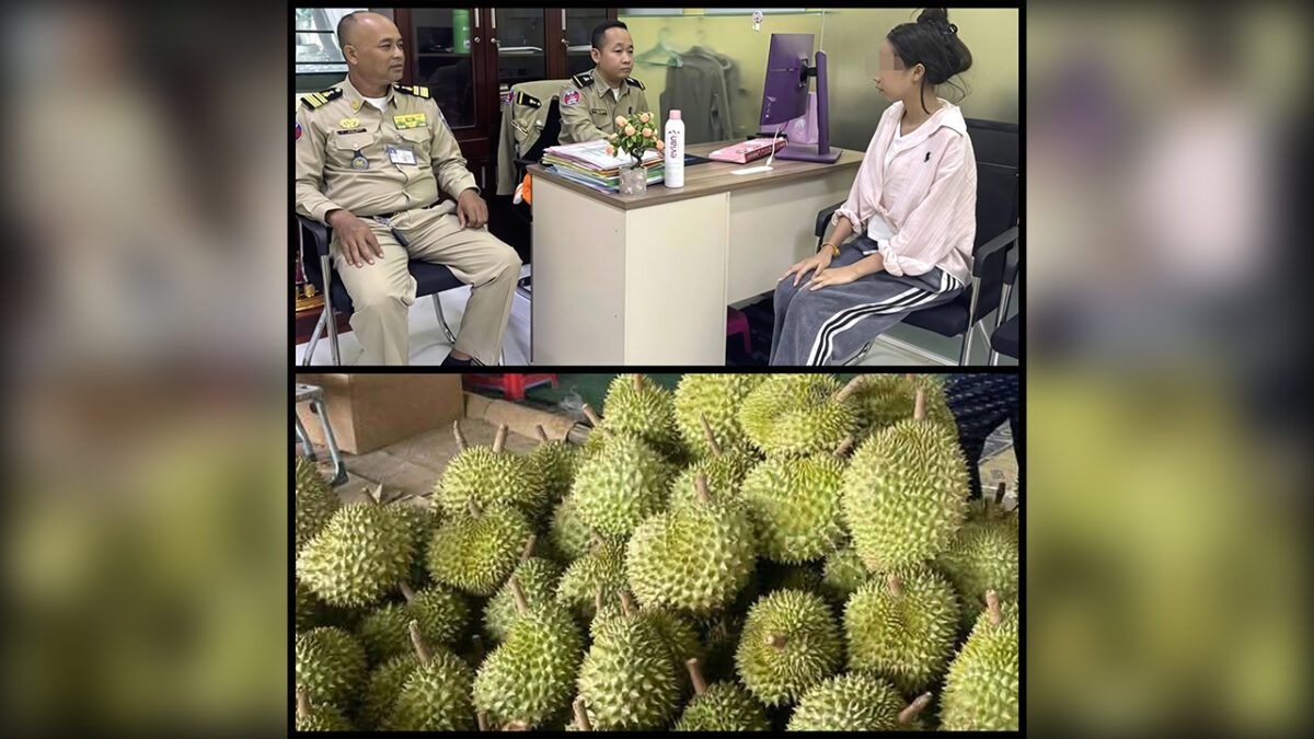 31-year-old Kroeun Saklan, who allegedly facilitated the transportation of durians into Cambodia without customs authorisation, has been charged. Supplied