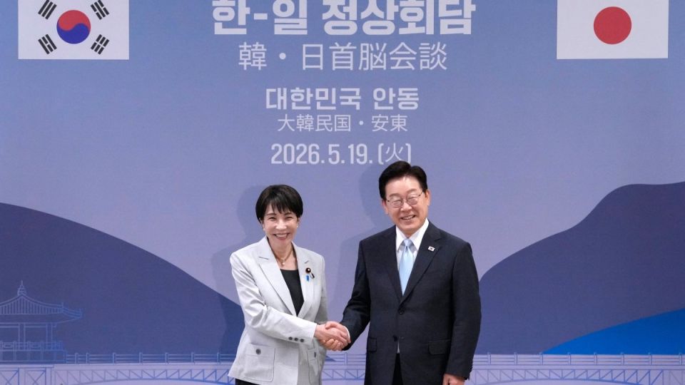 South Korea President Lee, Japan PM Takaichi forge energy front as Hormuz crisis bears down Japan's Prime Minister Sanae Takaichi (L) and South Korea's President Lee Jae Myung (R) shake hands during their meeting in Andong on May 19, 2026. PHOTO: AFP